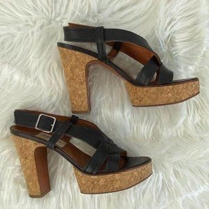 Lanvin Leather Platform Crossover Sandals - Size 9